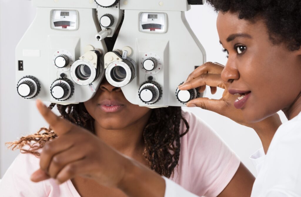 Optometrist conducting an eye exam